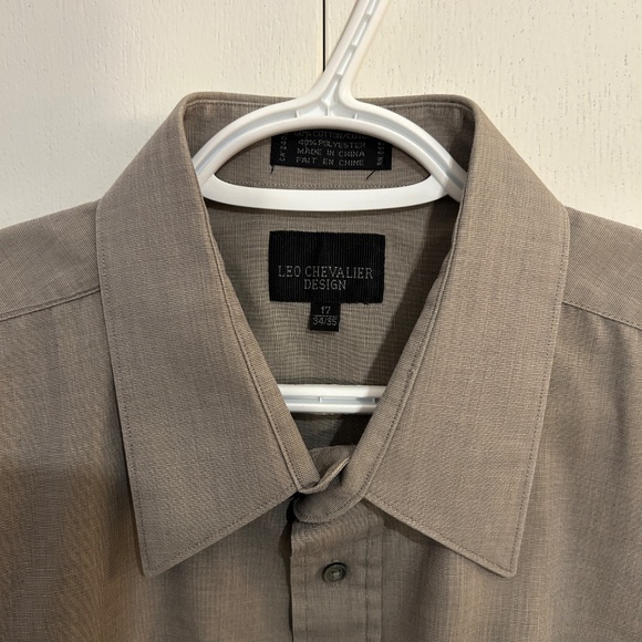 Men's Leo Chevalier Design Brown Long Sleeved Button Down Shirt Size Neck 17 - Picture 11 of 12